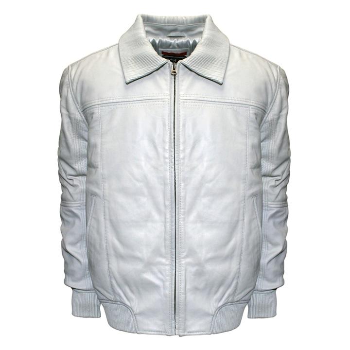 Men's Franchise Club Home Base Classic-fit Lambskin Leather Bomber Jacket, Size: Xxl, White