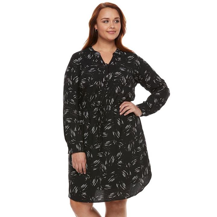 Plus Size Apt. 9&reg; Crepe Shirt Dress, Women's, Size: 16 W, White