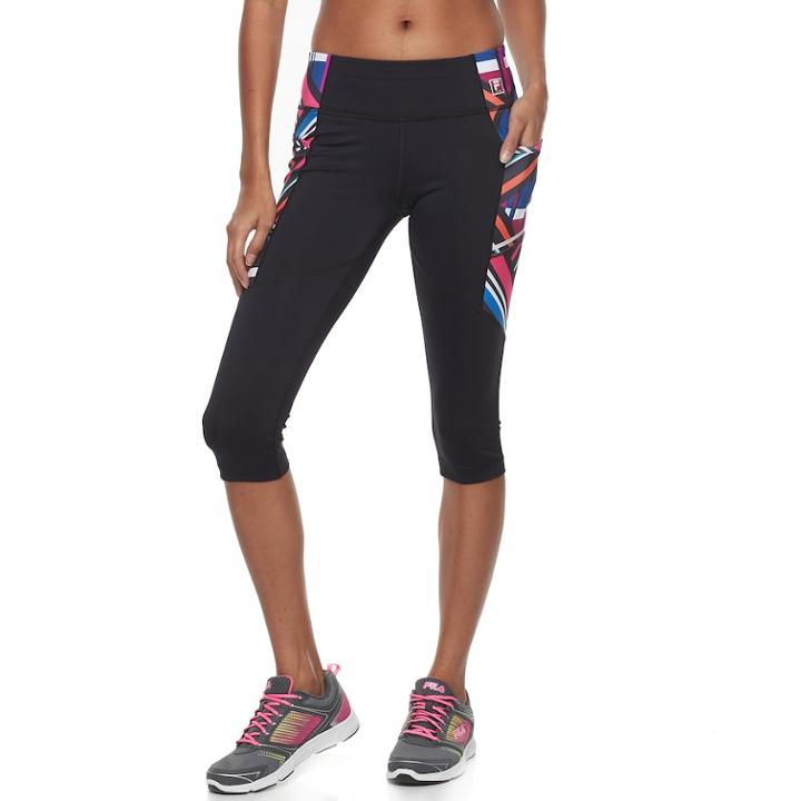 Women's Fila Sport&reg; Side Pocket Graphic Capri Leggings, Size: Large, Oxford