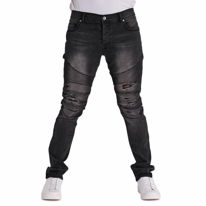 Men's True Luck Judge Moto Slim-fit Jeans, Size: 42x32, Grey (charcoal)