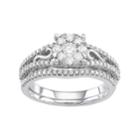 Boston Bay Diamonds 10k White Gold 3/4 Carat T.w. Diamond Cluster Engagement Ring Set, Women's, Size: 7