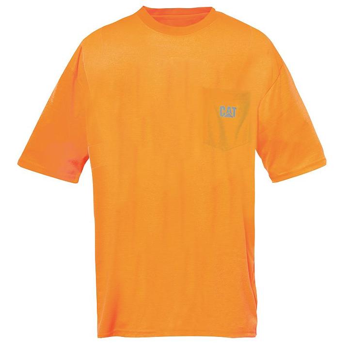 Men's Caterpillar High-visibility Pocket Tee, Size: Medium, Orange