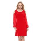 Women's Msk Cold-shoulder Shift Dress, Size: 8, Med Orange