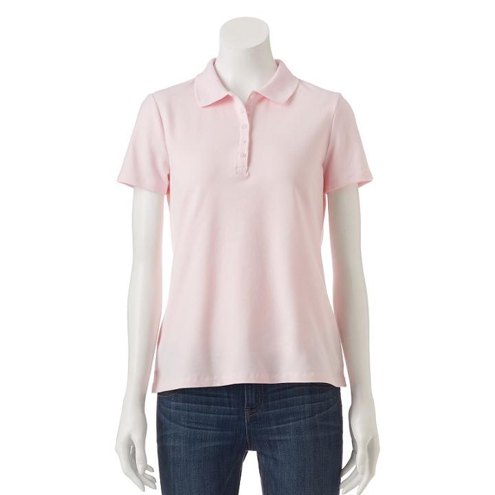 Petite Croft & Barrow&reg; Classic Solid Polo, Women's, Size: Xs Petite, Brt Pink