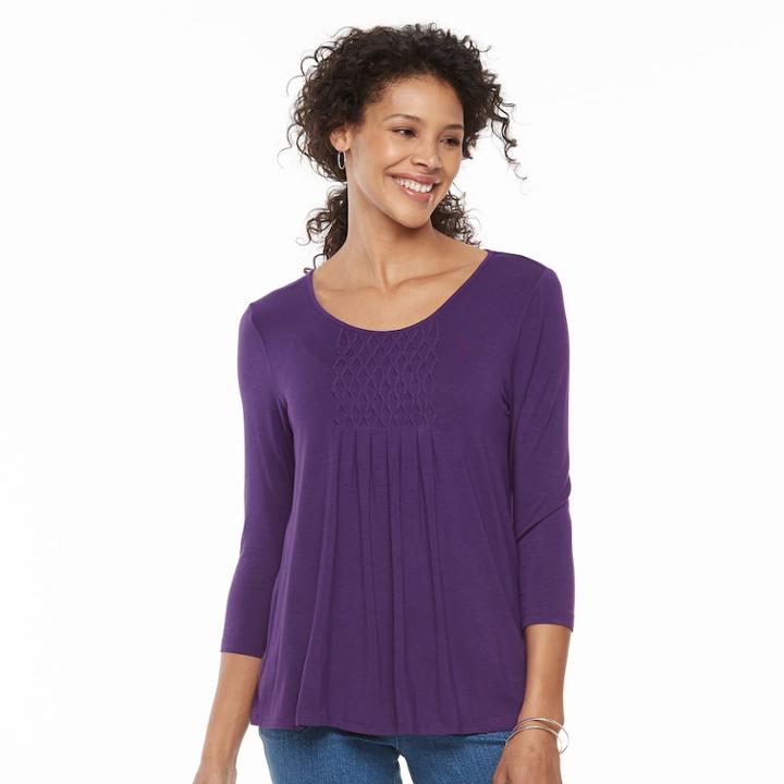 Women's Croft & Barrow&reg; Smocked-bib Top, Size: Xs, Drk Purple