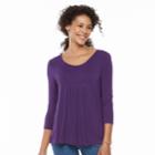 Women's Croft & Barrow&reg; Smocked-bib Top, Size: Xs, Drk Purple