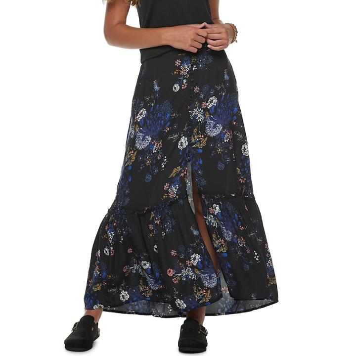 Juniors' Mudd&reg; Button Front Midi Skirt, Teens, Size: Small, Oxford