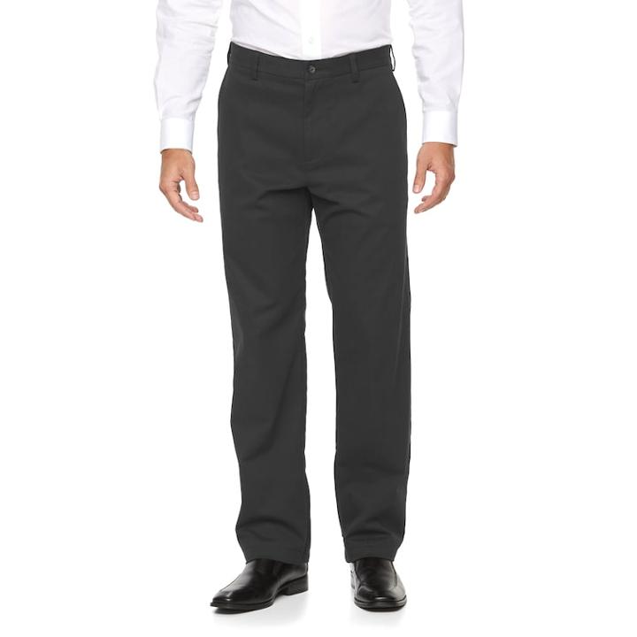 Men's Croft & Barrow&reg; Relaxed-fit Easy-care Stretch Flat-front Casual Pants, Size: 34x30, Black