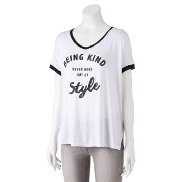 Juniors' Pop Up X Kind Campaign Being Kind Ringer Graphic Tee, Girl's, Size: Xl, White