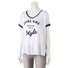 Juniors' Pop Up X Kind Campaign Being Kind Ringer Graphic Tee, Girl's, Size: Xl, White