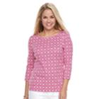 Petite Croft & Barrow&reg; Button Shoulder Boatneck Top, Women's, Size: L Petite, Med Pink