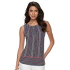 Petite Croft & Barrow&reg; Printed Shirred Tank, Women's, Size: L Petite, Brt Red