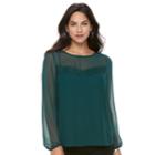 Women's Apt. 9&reg; Sheer Yoke Top, Size: Large, Green