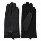 Women's Journee Collection Suede Leather & Corduroy Gloves, Size: Medium, Black