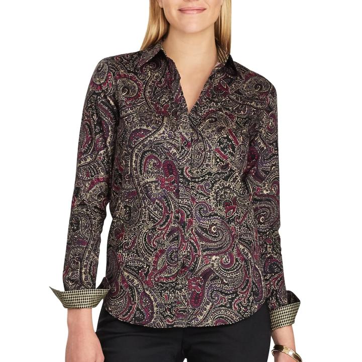 Women's Chaps No Iron Shirt, Size: Xxl, Black
