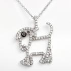 Sophie Miller Sterling Silver Black And White Cubic Zirconia Dog Pendant, Women's, Size: 18