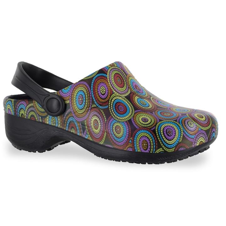 Easy Works By Easy Street Time Women's Work Clogs, Size: Medium (9), Black Multi