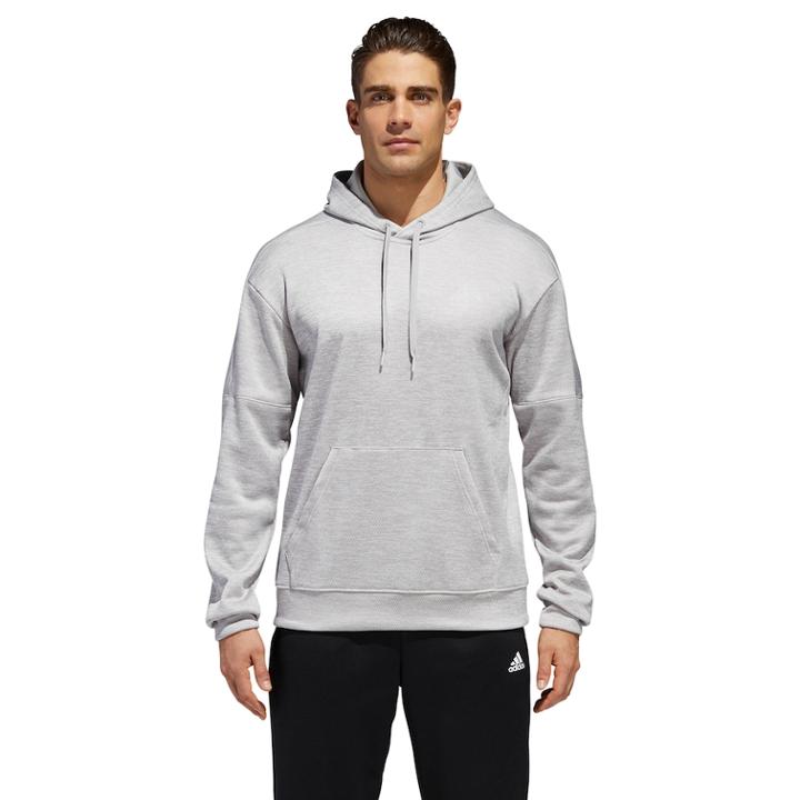 Men's Adidas Logo Pull-over Fleece Hoodie, Size: Large, Grey