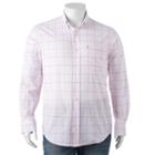 Big & Tall Izod Classic-fit Plaid Poplin Button-down Shirt, Men's, Size: L Tall, Med Pink