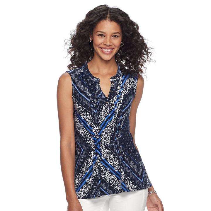 Women's Croft & Barrow&reg; Pintuck Jacquard Top, Size: Medium, Blue