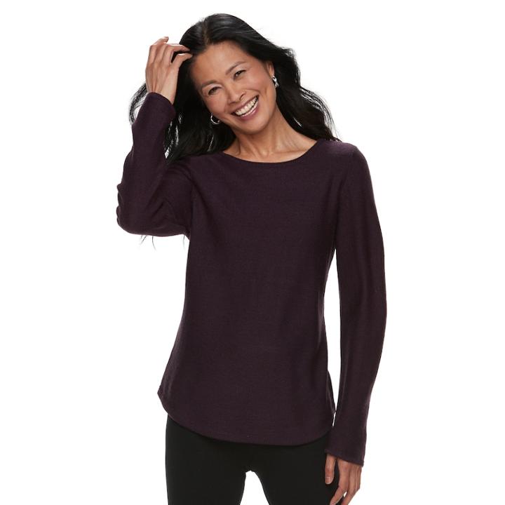 Women's Croft & Barrow&reg; Marled Crewneck Sweater, Size: Large, Purple Oth