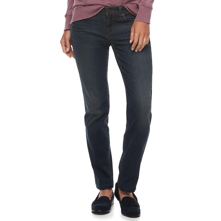 Women's Sonoma Goods For Life&trade; Faded Curvy Straight-leg Jeans, Size: 12 Short, Dark Blue