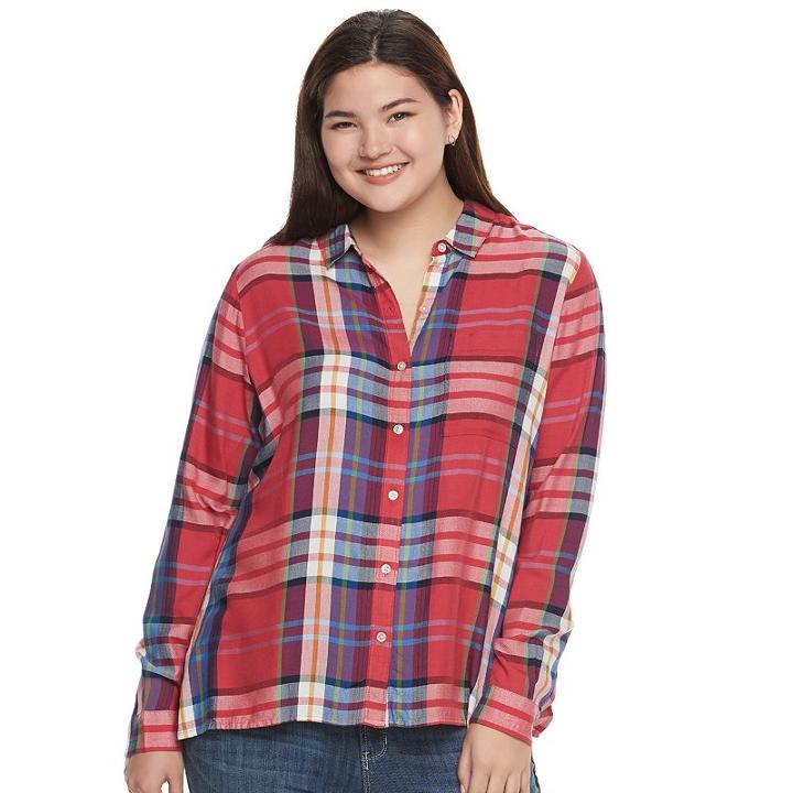 Juniors' Plus Size So&reg; High-low Shirt, Girl's, Size: 1xl, Med Red