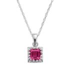 Tiara Sterling Silver Lab-created Ruby Square Pendant, Women's, Size: 18, Red