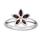 Stacks And Stones Sterling Silver Garnet Flower Stack Ring, Women's, Size: 6, Red