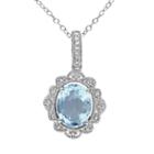 Sky Blue Topaz And 1/10 Carat T.w. Diamond Sterling Silver Pendant, Women's, Size: 18