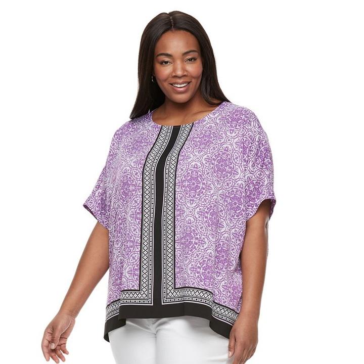 Plus Size Croft & Barrow&reg; Crepe Popover Top, Women's, Size: 3xl, Lt Purple