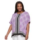 Plus Size Croft & Barrow&reg; Crepe Popover Top, Women's, Size: 3xl, Lt Purple