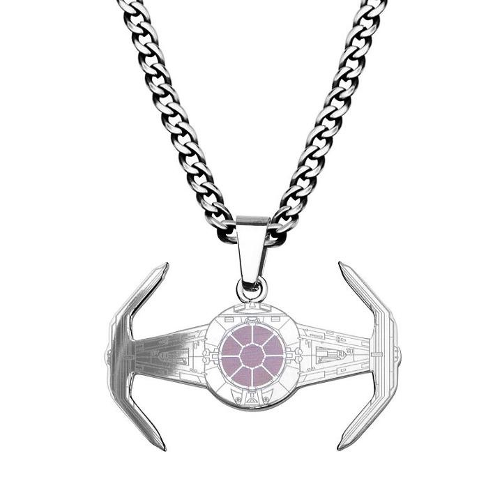 Star Wars Stainless Steel X1 Tie Fighter Pendant Necklace, Men's, Size: 22, Grey