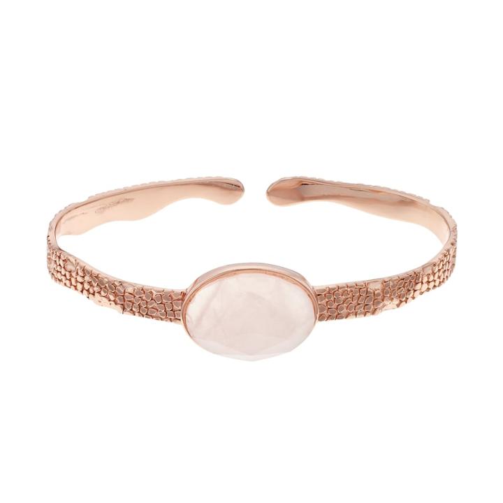 Rose Quartz Textured Cuff Bracelet, Women's, Pink
