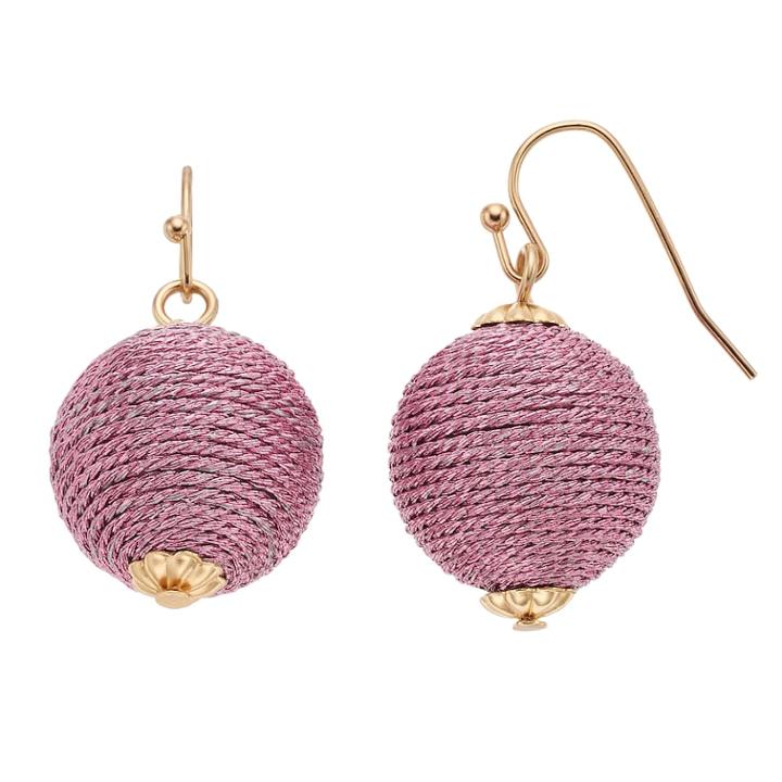 Pink Thread Wrapped Crispin Drop Earrings, Women's