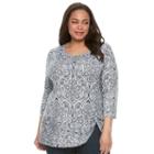 Plus Size Croft & Barrow&reg; Cinch-hem Scoopneck Top, Women's, Size: 3xl, Light Grey