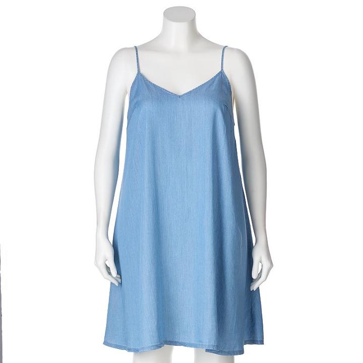 Juniors' Plus Size So&reg; Chambray Swing Dress, Girl's, Size: 1xl, Med Blue