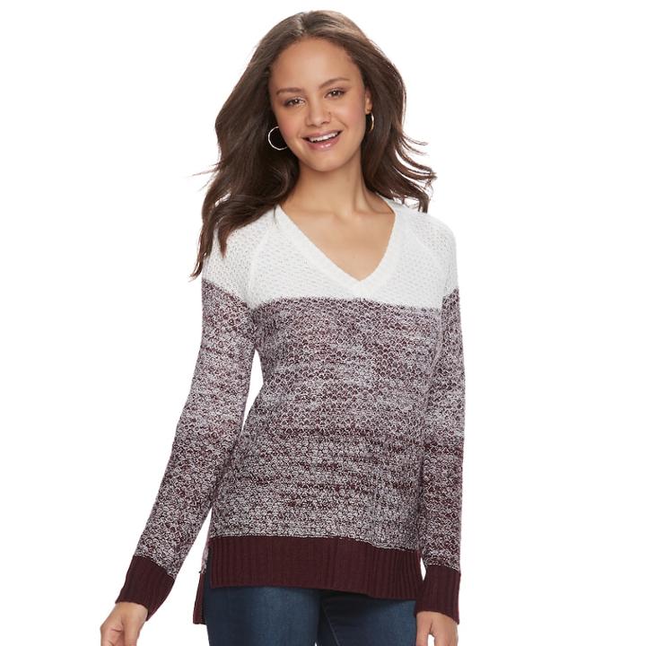 Juniors' So&reg; Raglan V-neck Sweater, Teens, Size: Xl, Red