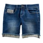 Girls 7-16 & Plus Size Mudd&reg; Embroidered Cuff Bermuda Jean Shorts, Size: 16, Blue