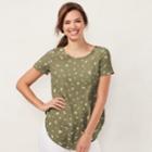 Women's Lc Lauren Conrad Print Tie-back Tee, Size: Small, Dark Green