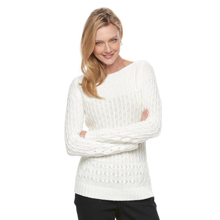 Women's Croft & Barrow&reg; Textured Sweater, Size: Xl, White