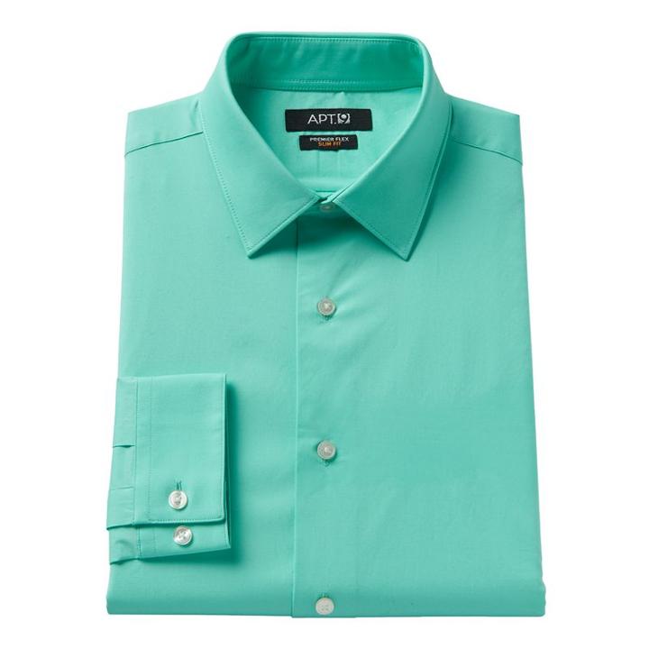 Men's Apt. 9&reg; Slim-fit Flex Collar Dress Shirt, Size: 15.5-34/35, Turquoise/blue (turq/aqua)