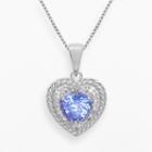 Sterling Silver Tanzanite And 1/10-ct. T.w. Diamond Heart Pendant, Women's, Size: 18, Blue