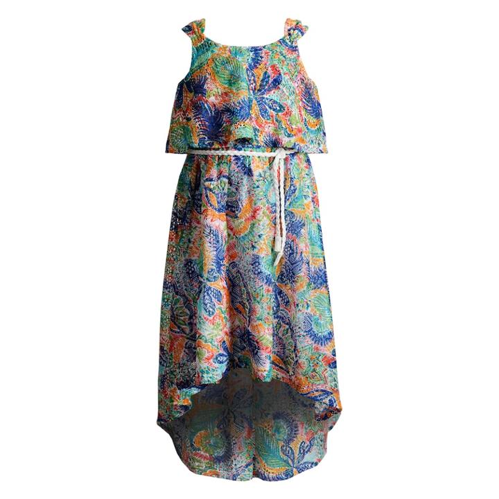 Girls 4-6x Youngland High-low Popover Printed Woven Dress, Size: 6, Multi