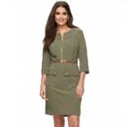 Women's Sharagano Roll-tab Belted Shirtdress, Size: 6, Green