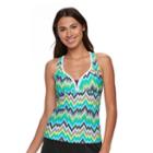 Women's Zeroxposur Zigzag Mesh Racerback Tankini Top, Size: 10, Yellow Oth