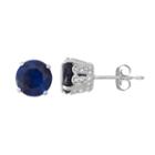 Sterling Silver Simulated Sapphire & Lab-created White Sapphire Stud Earrings, Women's, Blue