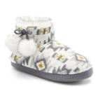 Cuddl Duds Women's Geometric Knit Bootie Slippers, Size: 5-6, White Oth