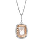 Sophie Miller Simulated Morganite And Cubic Zirconia Sterling Silver Rectangle Halo Pendant Necklace, Women's, Size: 18, Pink