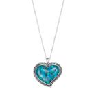 Sterling Silver Simulated Turquoise Heart Pendant Necklace, Women's, Size: 18, Blue
